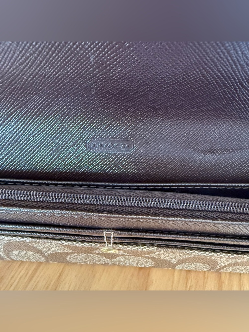 Coach Signature Canvas Continental Wallet in Brown - Picture 10 of 14